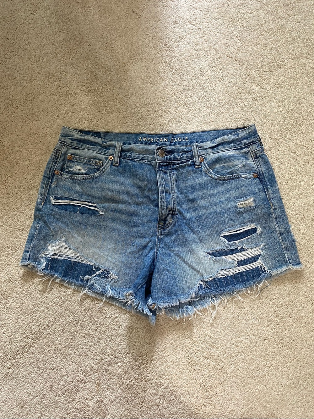 American Eagle Outfitters Light Blue Distressed Denim Shorts
